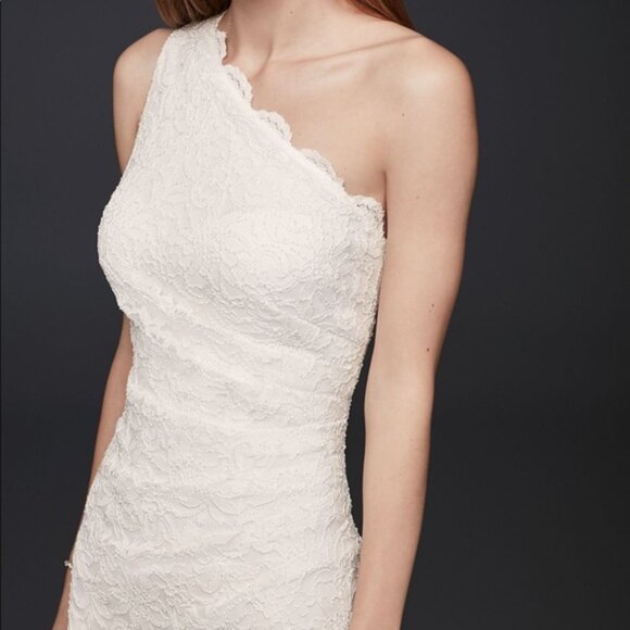 DB Studio One Shoulder Wedding Dress NWT Size 8 - Picture 5 of 6